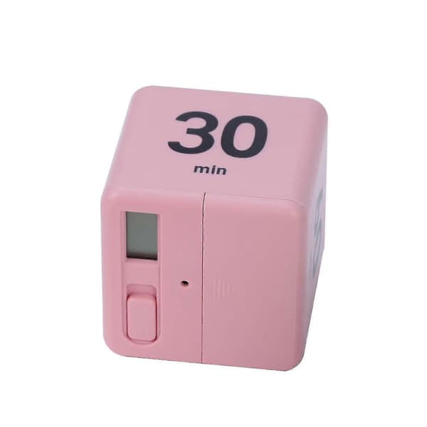 1 stk. Køkken Timer Elektronisk Kubisk Timer Nedtælling Køkken Cube Stilfuld (pink)