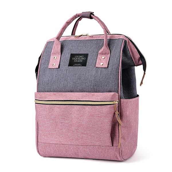 Koreansk stil Oxford ryggsäck dam tonåring skolväska för flickor pink-gray