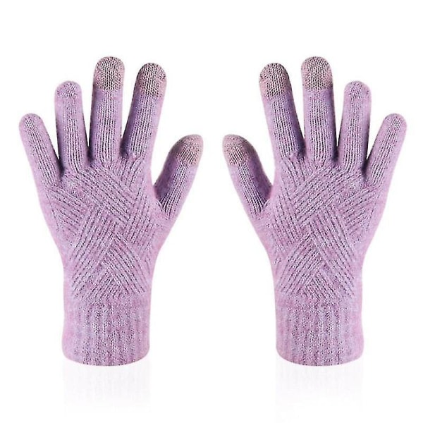 Kvinna Vinter Varmstickade Full Finger Handskar Herr Solid Woolen Touch Screen S-xl Style8