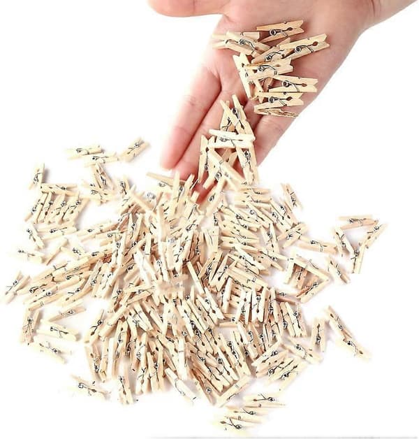 Robuste 2,5 cm Mini Træ Tøjklemmer til Hobbybrug 100 stk.