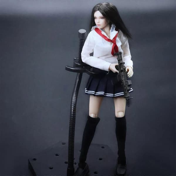 Justerbart dynamisk stativ til 1/12 skala actionfigur dukke display holder dukkeholder til samlerfigurer sort