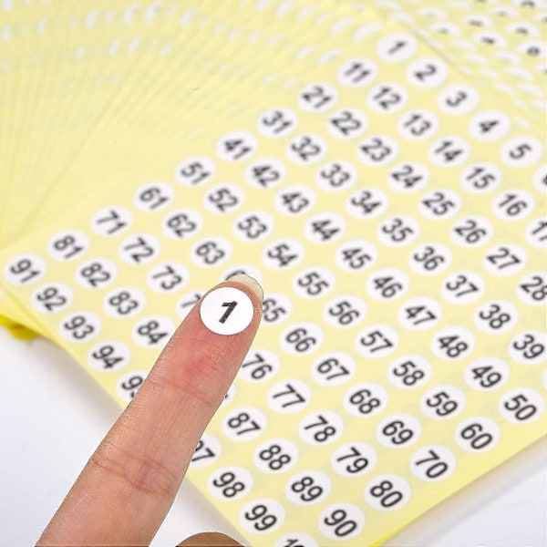 100 Arkkia Numerotarrat 1-100 Pyöreät Numerotarrat
