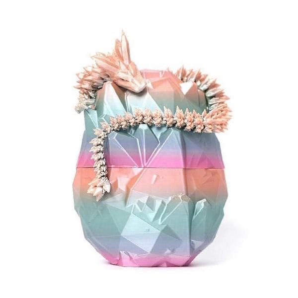 3D-tulostettu lohikäärme munassa, täysin nivelletty Crystal Dragon -työpöytälelu, koti-/toimistokoriste joulu, tyyli 3