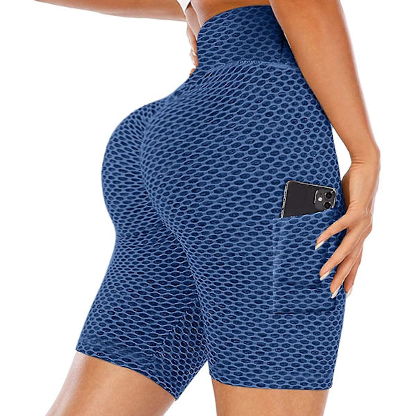 Tflycq Träningsleggings för kvinnor Fitness Sport Löpfickor Leggings Yogabyxor Blue XL