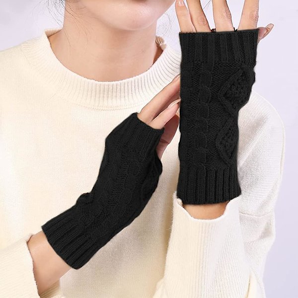 Kvinnor Fingerless Handskar, Kvinnor Arm Warmers Handskar, Mode Varm Mjuk Bekväm