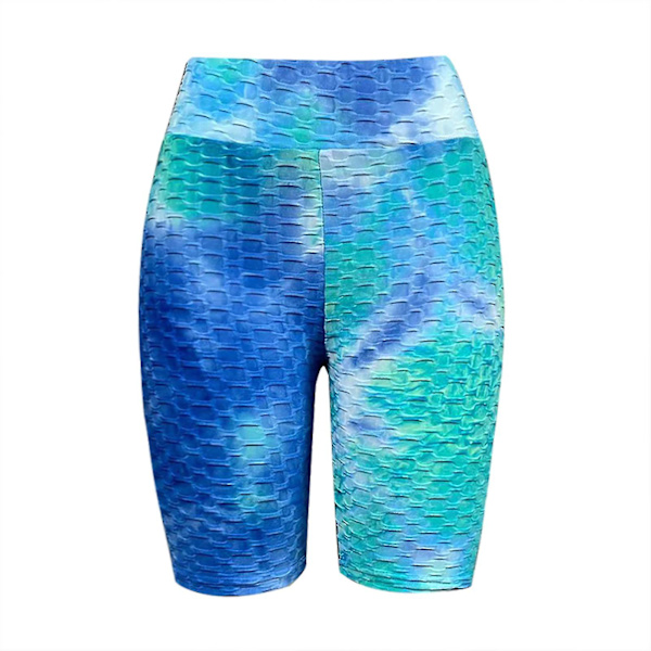 Tflycq Mode Dam Kort Flerfärgad Tight High Waist Elasticity Sports Yoga Byxor Blue XL