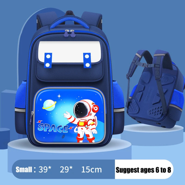 Skolväska med stor kapacitet och multi tredimensionell ryggsäck för barn i grundskolan för barn i åldern 5-10 år S Blue