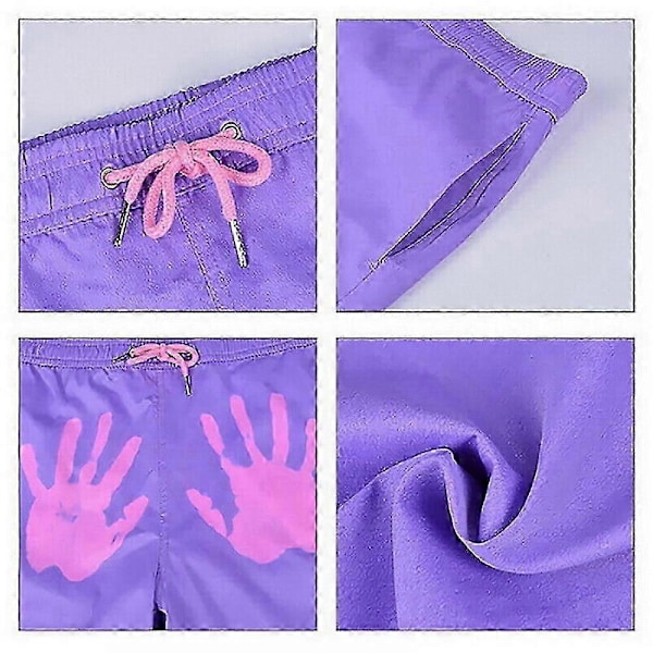 Färgåndrande badbyxor för män, strandbadkläder, simshorts, badshorts