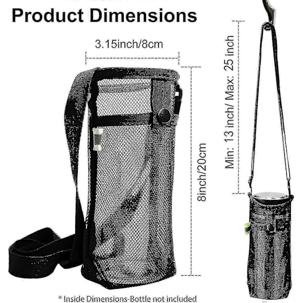 2-pack Vattenflaskhållare Vattenflaskebärare Med Justerbar Axelrem För Sport Vandring Camping
