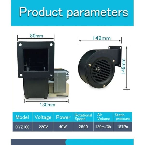 220V 40W ovnventilator, luftblæser, lille centrifugalventilator, centrifugalventilator, kedelventilator, kølepladeventilator