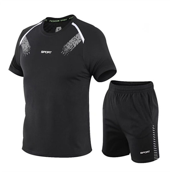 Fashion Summer Gym Wear Snabbtorkande sportkläder i två set black 5XL
