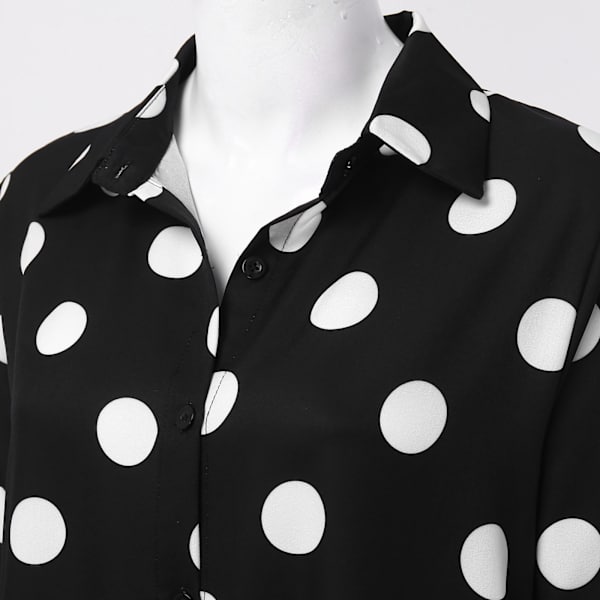 Sommar Populär Enfärgad Polka Dot Print Sexig Skjorta Sommarklänning Lös Pocket Dress A9SYDDG230613Y M