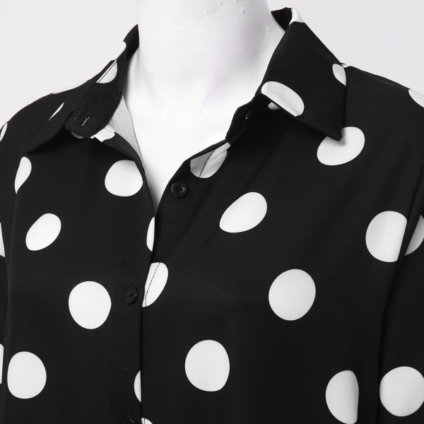Sommar Populär Enfärgad Polka Dot Print Sexig Skjorta Sommarklänning Lös Pocket Dress A9SYDDG2306141 2XL