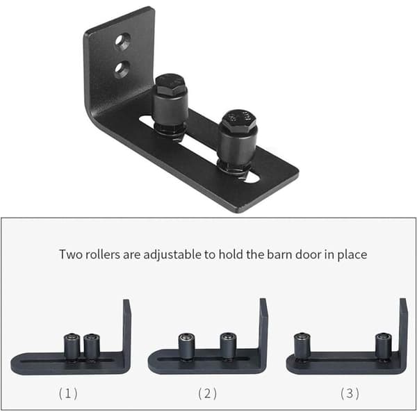 Rullguide för skjutdörr i metall – 2 rullar – Justerbart system – Svart – Enkel installation