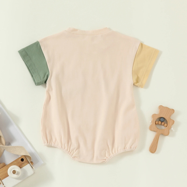 Nyfödd Jumpsuit Söt Patch Pocket Kortärmad Sommar Jumpsuit style 2 0-6Months
