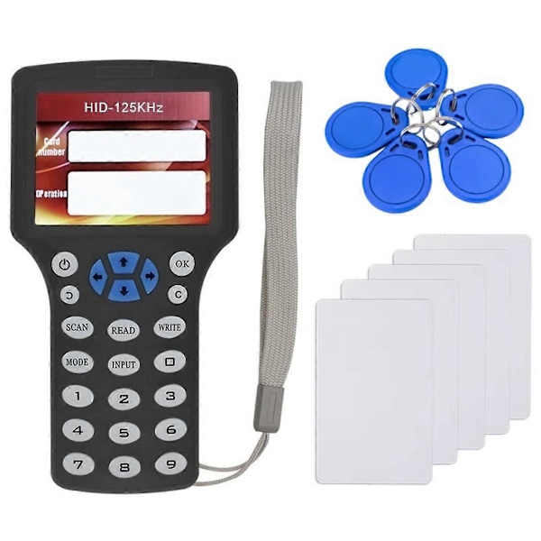 10 Frekvens RFID NFC Smart Card Reader Writer Duplikator+5XCUID Kort/Nøglering 125K 13.56MHz RFID Co