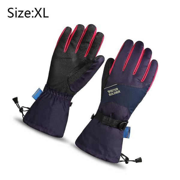 Vattentäta skid- och snöhandskar, 3 m nya Sherry Winter Warm Skidhandskar med pekskärm magenta L