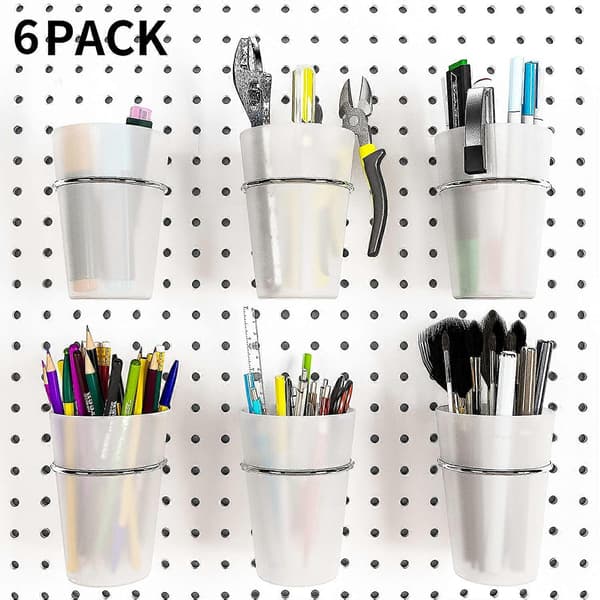 6 Sett Pegboard-bokser med Ringer Stil Pegboard-kroker med Pegboard-kopper Pegboard Koppholder Tilbehør