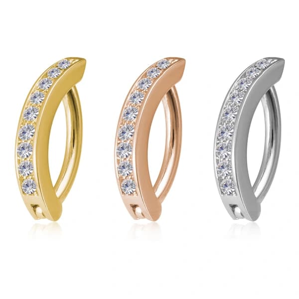 3-pak mikro-sæt zircon navlepiercinger i rustfrit stål, 1,6*10 mm stav