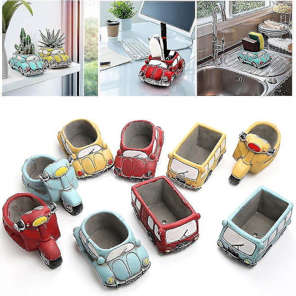 Mini Kukkaruukku Sementti Auto Muoto Retro Kasviruukku Puutarharuukut Retro Auto Kukkaruukku