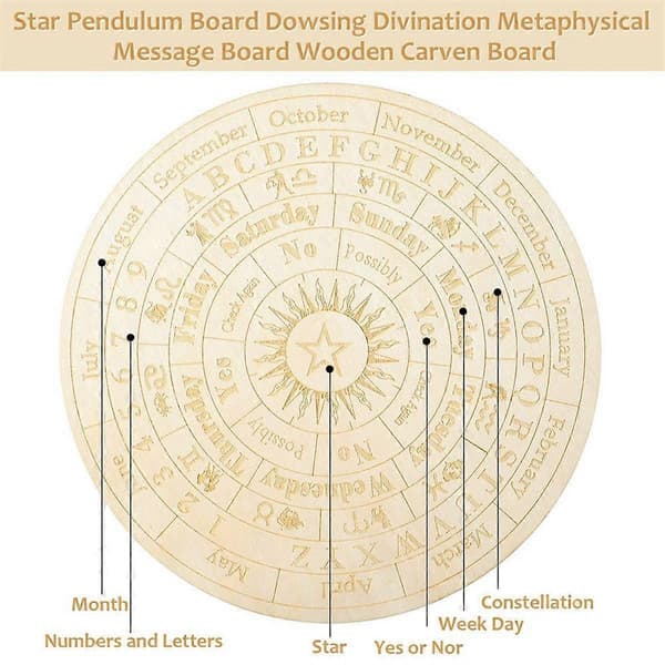 Stjärnpendylbräda Trä Spådomstavla Divination Metafysisk Meddelandebräda