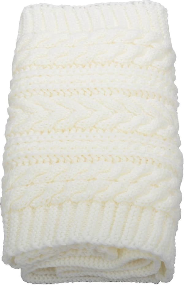 Damers Tykk Ribbestrikket Vinter Infinity Circle Loop Skjerf Premium Crochet White