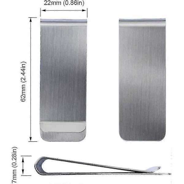 Pengeclips i rustfrit stål, Lmell Penge- og kortholder, Lmell Minimalistisk pung, Lmell Super Slim Gave