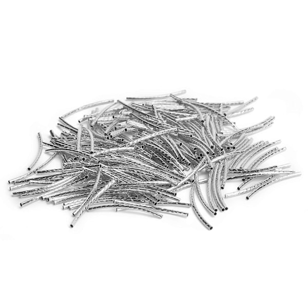200 st Böjda Nudelrör Distanspärlor Lång Smidig Twist DIY Smyckestillbehör Silver