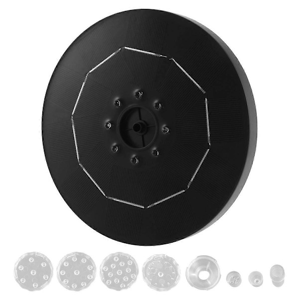 18CM LED Solcellefontenepumpe med 3000mAh Batteri 3.5W 6 Dyser Fontenepumpe for Fuglebad Hage