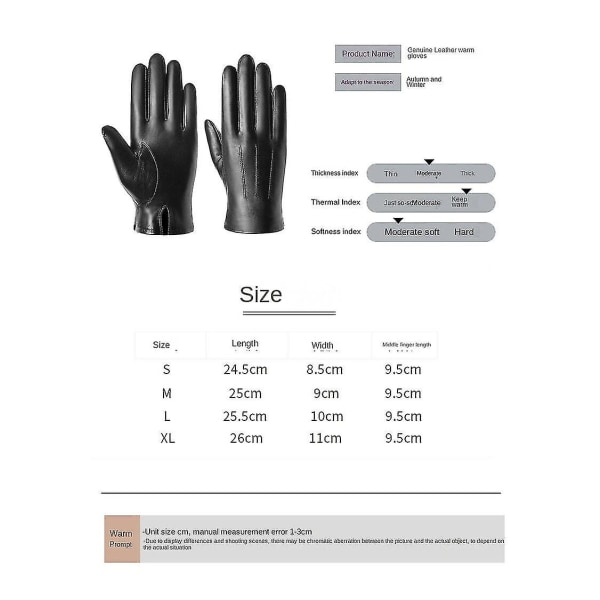 Vinterläderhandskar för män Utomhusridning Vindtät varm getskinn varma handskar med pekskärm Xl