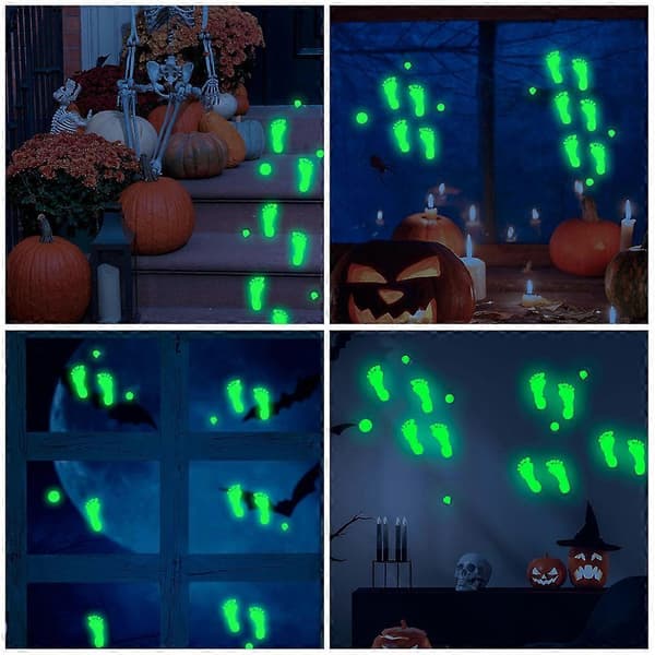 1 Ark Halloween Selvlysende Vinduesmærkat Halloween Tema Scene Lysende Mærkat