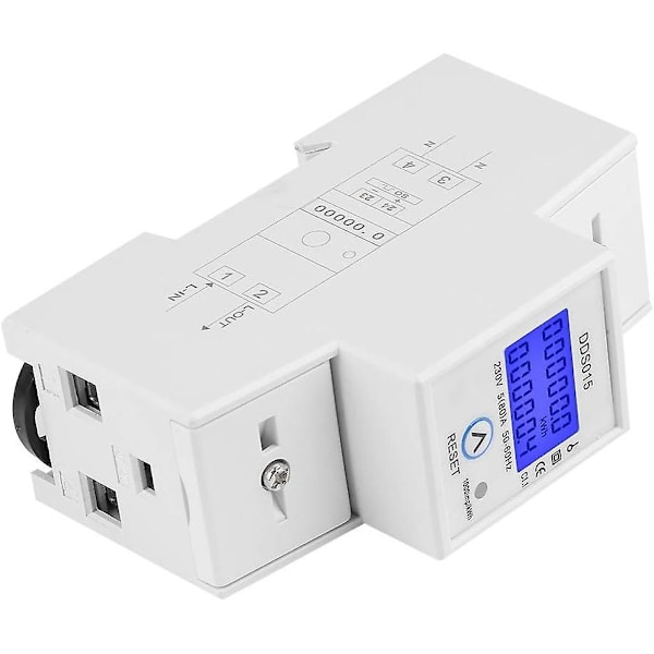 5-80A 230V 50Hz Enfas Energimåler Enfas LCD Bakgrunnsbelyst Energimåler KWh Måler DIN Skinne Montering DDS015 Watt KWh Måler