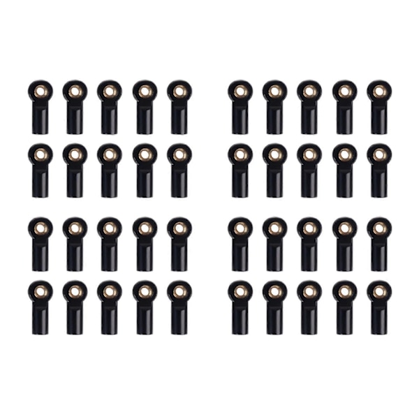 40 stk. metal M3 forbindelsesstang endekugleled til 1/10 RC bilcrawler AXIAL SCX10 D90 D110 CC01, sort