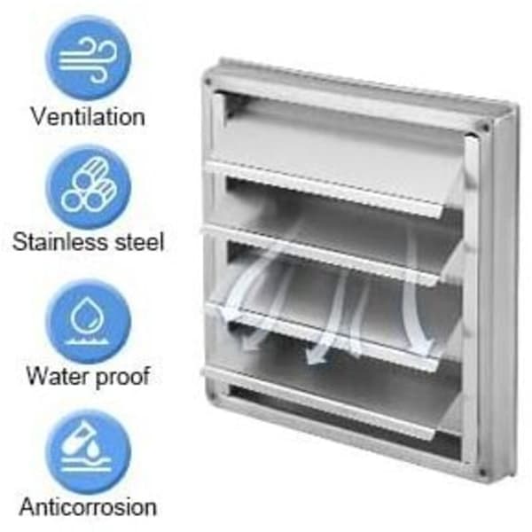 Ventilationskanalventil. Mekanisk ventilationsventil. 100 mm ventilationsventil. Ventilationsventil i rostfritt stål. Silver