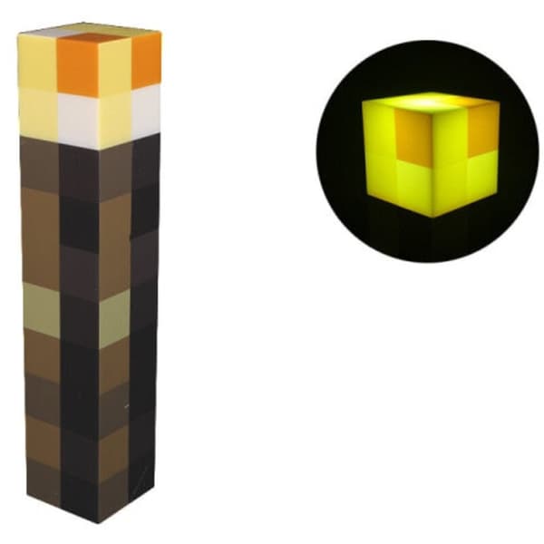 Minecraft Ruskea Kivisoihdu - 28cm LED-yövalo - USB-C