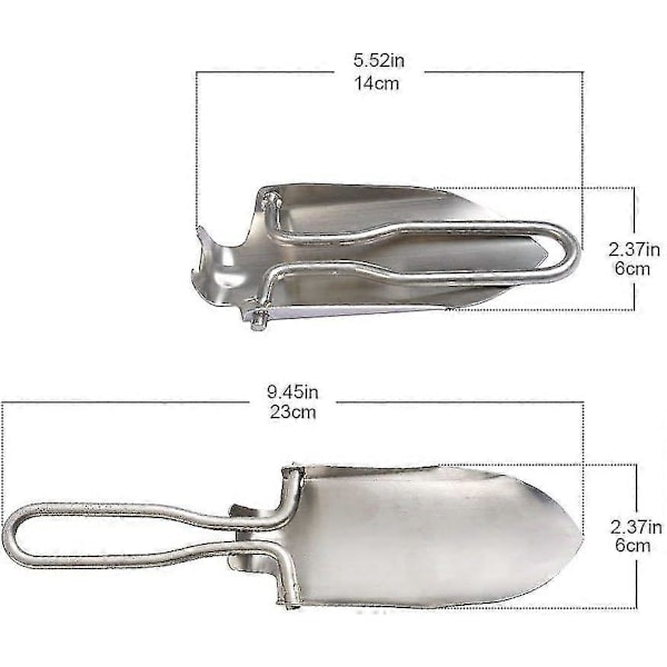 Lett Mini Sammenleggbar Hagespade i Rustfritt Stål Praktisk Campingspade For Hagearbeid og Potting Multiverktøy Med Bæreveske - DD