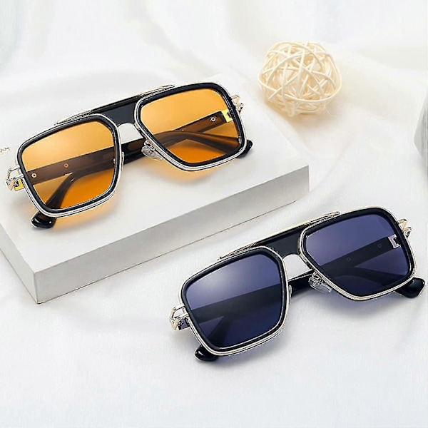 Firkantede Aviator Solbriller For Kvinner Menn Retro Aviator Solbriller UV Beskyttelse Designer Pilot 70-talls 80-talls Solbriller-jie
