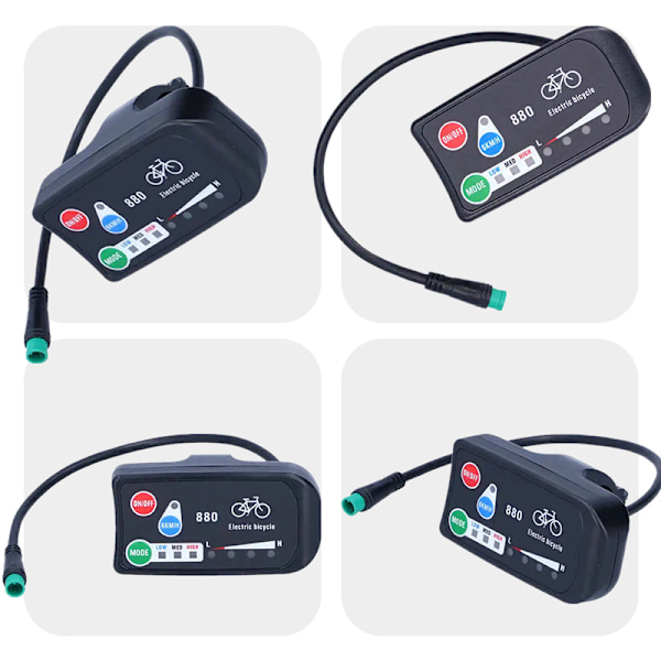 Elcykeldisplay 36v 48v Ebike Ligent Kontrollpanel LCD-display Led880 Vattentät Styrenhet
