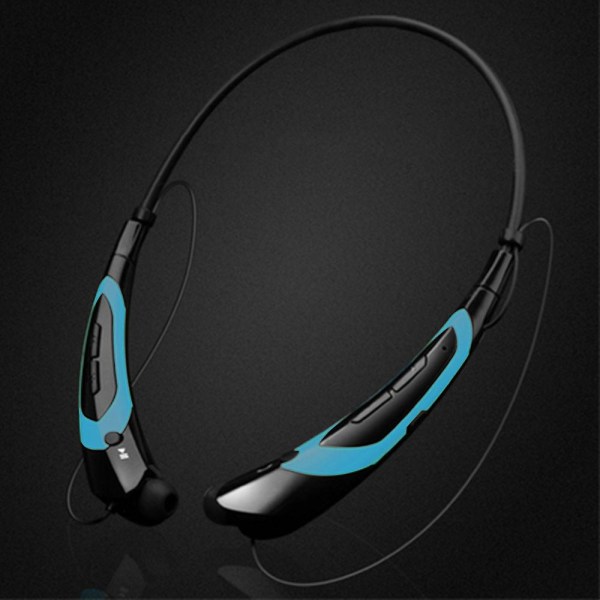 Bluetooth hörlurar, Bluetooth 4.0 trådlöst halsbandsheadset med infällbara hörsnäckor, sportsvetttäta brusreducerande hörlurar blue