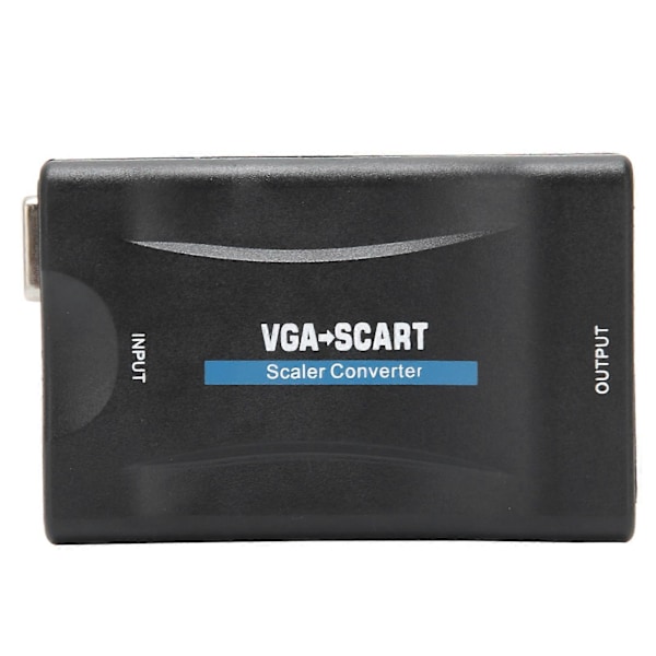 VGA - SCART -muunnin HD-videoadapteri tietokonetarvikkeet kaukosäätimellä ja latauskaapelilla, musta