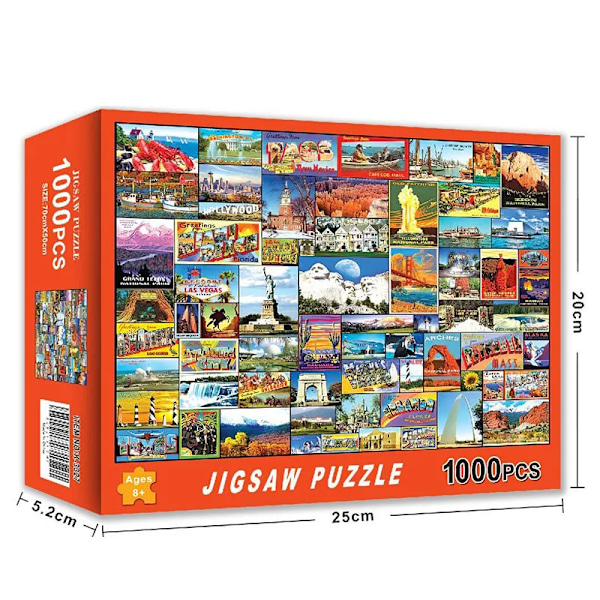 Pussel för 1000 bitar Papperspussel Pedagogisk Intellektuell Dekomprimering DIY Pusselspel Leksaker Present Various places