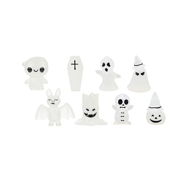 16 stk. Dekor Mini Lysende Spøkelsespynt Halloween Dekorasjon Kiste Gresskar Flaggermus Glødende Hjemmeinnredning