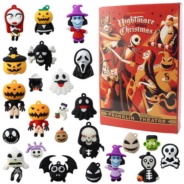 Adventskalender Nedräkningskalender Skräcknatt Uppgraderad Halloween Blindbox 24-delad julöverraskningspresent Blindbox style 3