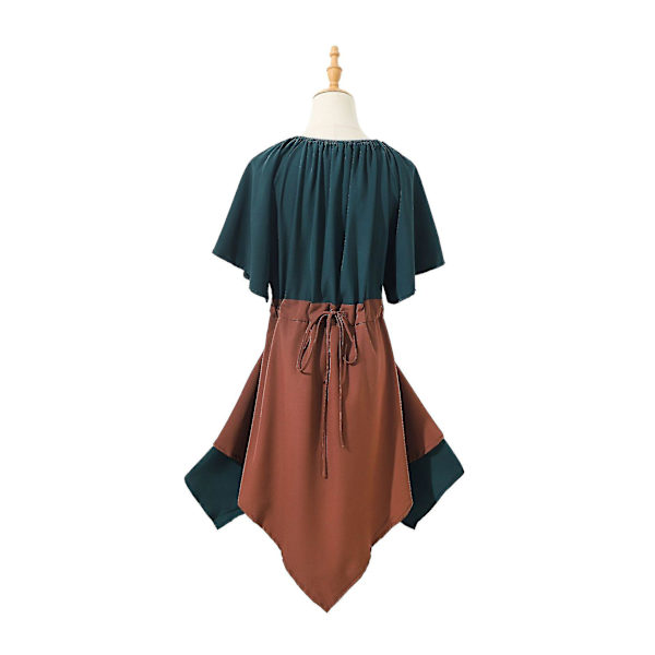 Snabb leverans Dam medeltida renässansdräkter Piratkorsettklänning för kvinnor Flare ärm Traditionell irländsk kort klänning Green-Khaki 5XL