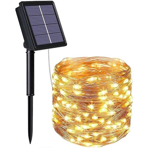 Aurinkokennovalot, puutarhavalot (100 LED 8 tilaa) 10M / 33ft, ulkokäyttöön vedenpitävä aurinkolamppu, vedenpitävä koristevalo jouluun, häihin, juhliin
