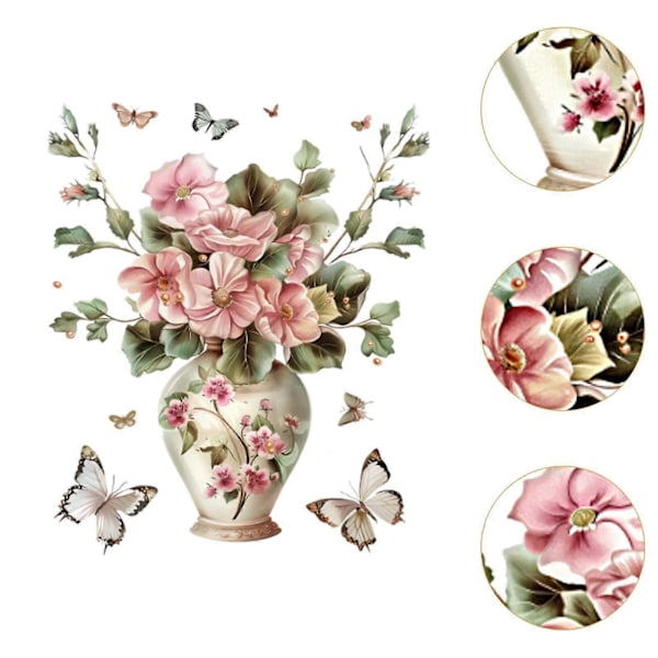 Blomvas Butterfly Väggdekal Party Vattentät Dörr PVC Tapet