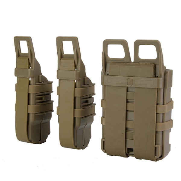 Taktisk Molle Hölster Magasinväska Gevär Pistol Magasin Ficka Set för Militär Jakt (Sandfärg)