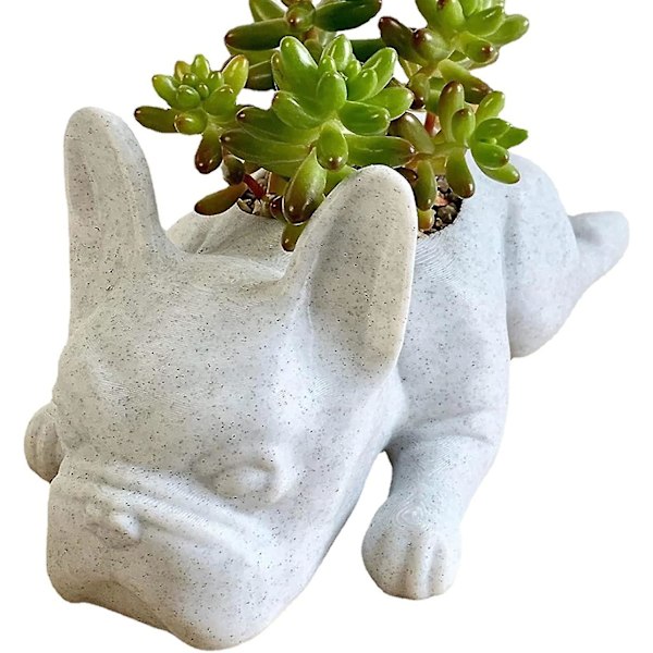 Liten Suckulentkruka för Hundar, Växtkruka i Resin, Fransk Bulldog Formad Blomkruka, Mini Valp Växtkruka
