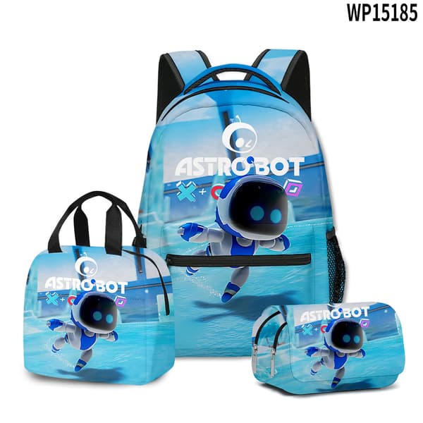2026 Ny Ankomst: Astro Bot Studentryggsäck, Matsäck, Pennfodral 3-delat Set 7