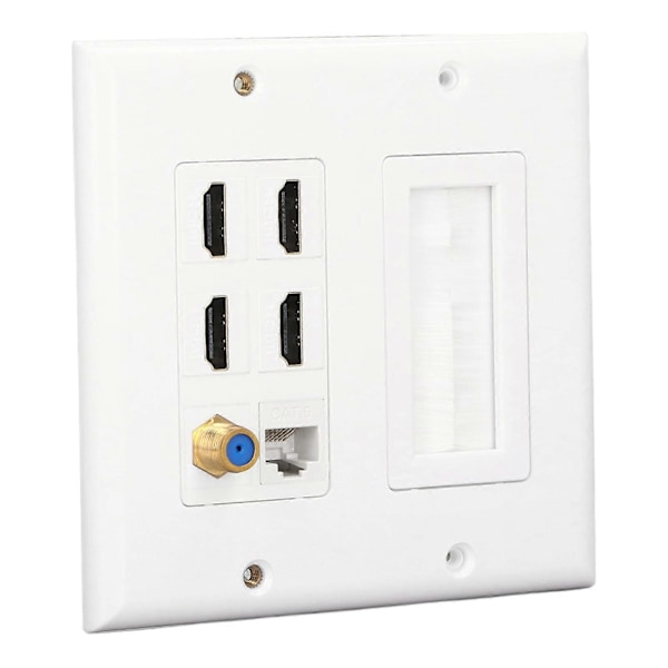6 Port Veggplate 4 HD Multimedia Interface 1 Cat 6 Koaksial 1 TV F Hode Jack Uttak Monteringsfrontplate